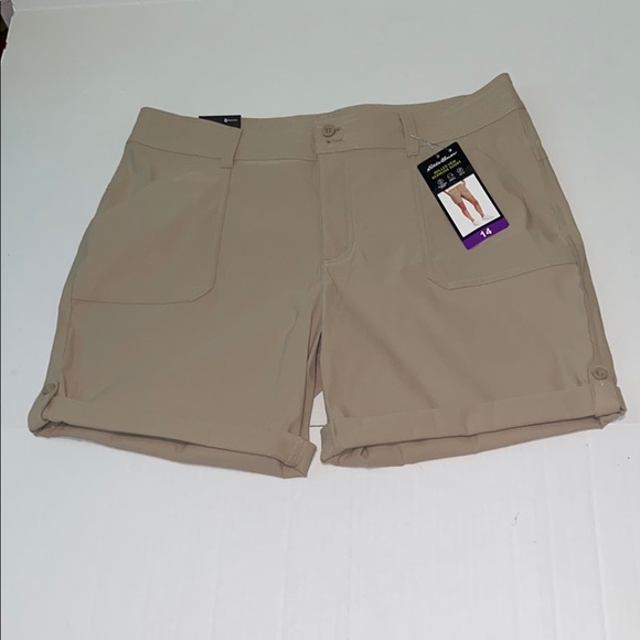 Eddie Bauer Women's Size 14 Tan Rolled Hem New Bermuda Shorts - Picture 1 of 7